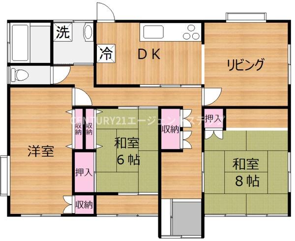 　間取り　収納充実の間取りです