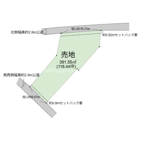 　間取り　間取りが特徴的な売地です