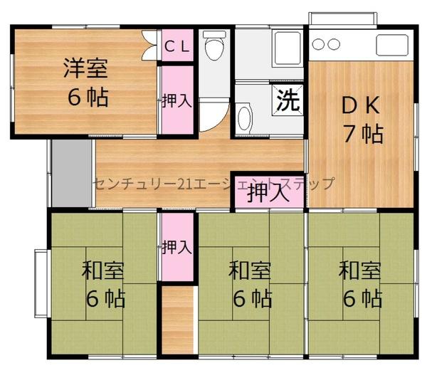 　間取り　和室と洋室がある間取りです