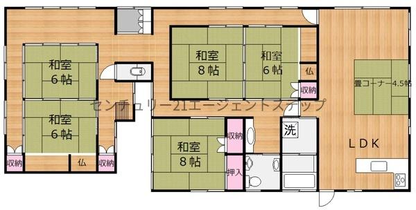 　間取り　多彩な和室がある間取りです