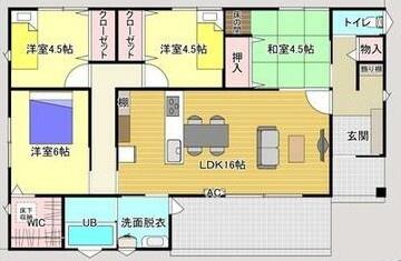 　間取り　開放感のある間取りです